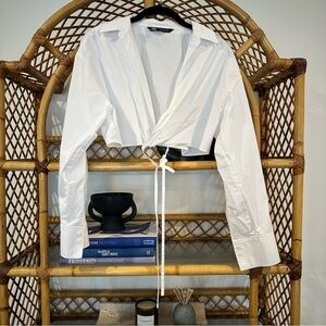 ZARA White Wrap Crop Top